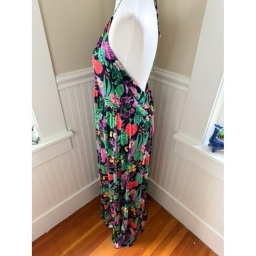NWT Betsey Johnson Paulina Halter Maxi Dress Tropical Jungle Print XXL - Picture 11 of 12